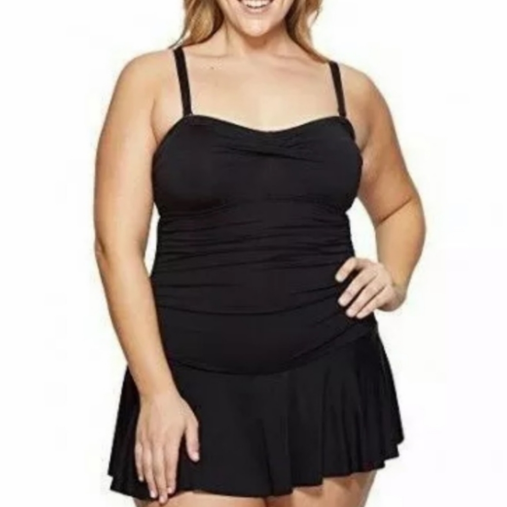 Ralph Lauren Skirted Bandeau Slimming Swimsuit